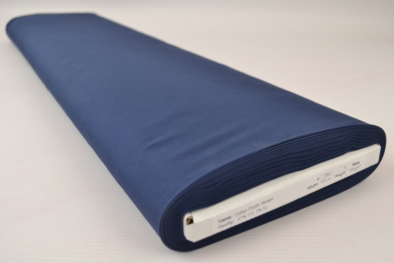 Stretch poplin katoen – Marineblauw – Rol