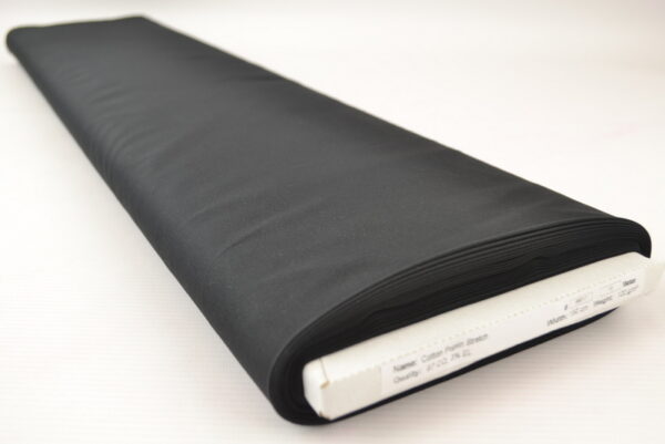 Stretch poplin katoen - Zwart - Rol