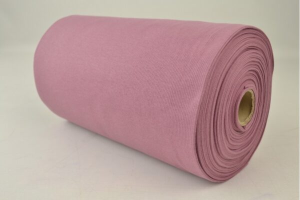 Rib boordstof - Donker oud roze - Rol