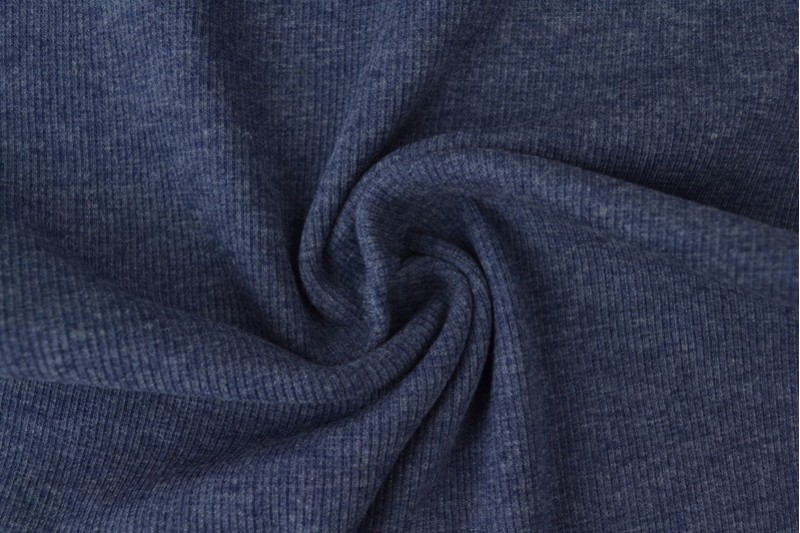 Rib boordstof - Donker jeans melange
