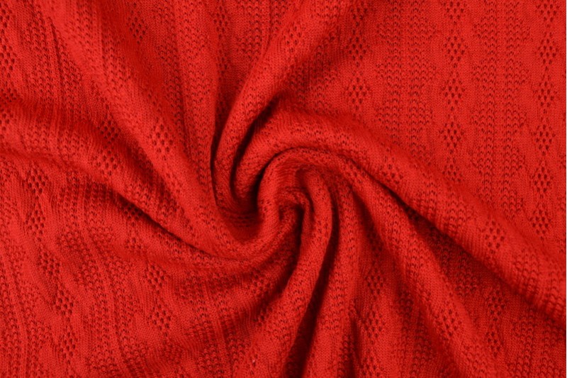 Jacquard gebreid kabel stof - Rood