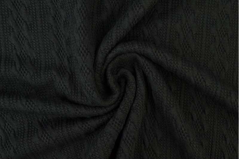 Jacquard gebreid kabel stof - Zwart