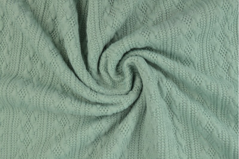 Jacquard gebreid kabel stof - Oud groen
