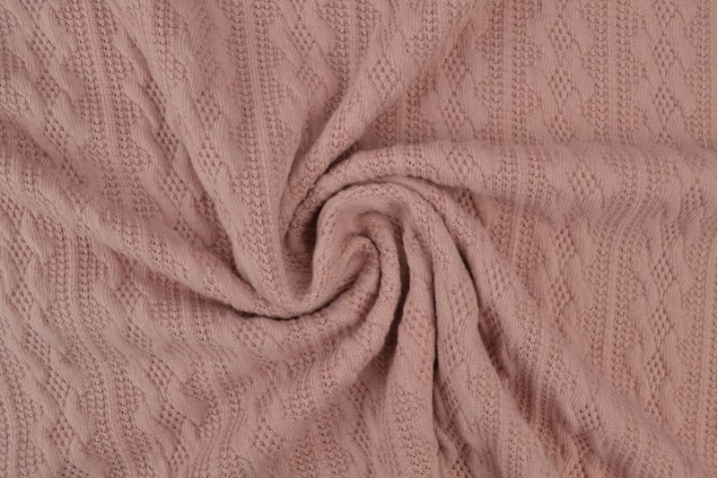Jacquard gebreid kabel stof – Oud roze