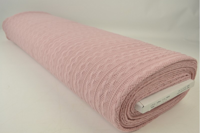 Jacquard gebreid kabel stof – Oud roze – Rol