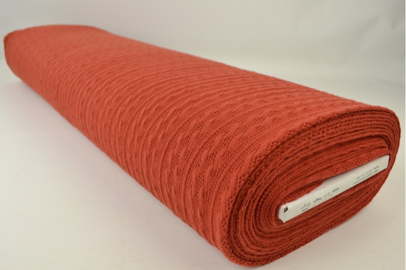 Jacquard gebreid kabel stof – Koper – Rol