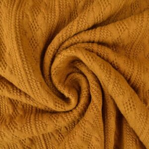 Jacquard gebreid kabel stof - Donker okergeel
