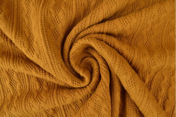 Jacquard gebreid kabel stof - Donker okergeel