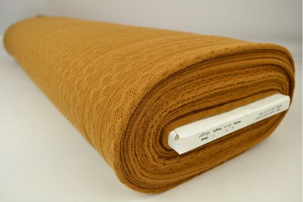 Jacquard gebreid kabel stof - Donker okergeel - Rol