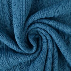 Jacquard gebreid kabel stof - Donker petrol