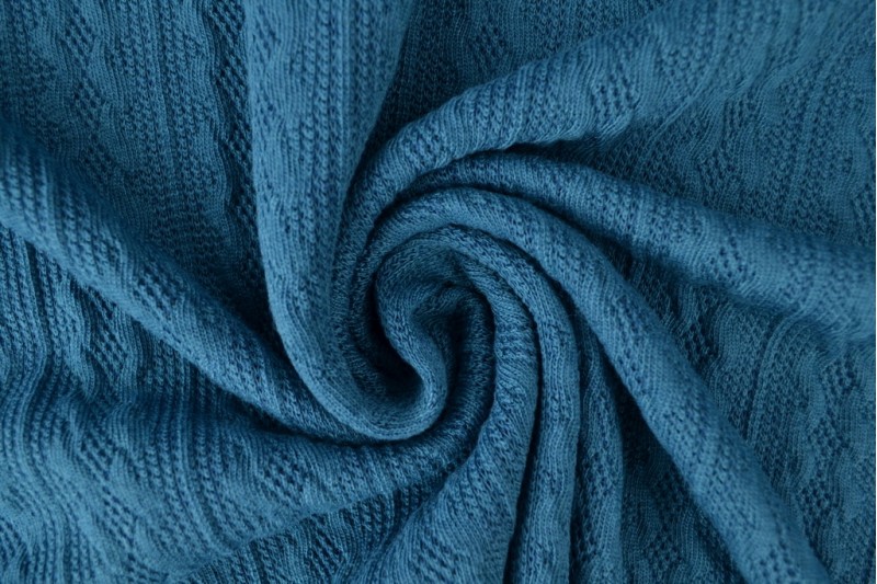 Jacquard gebreid kabel stof – Donker petrol