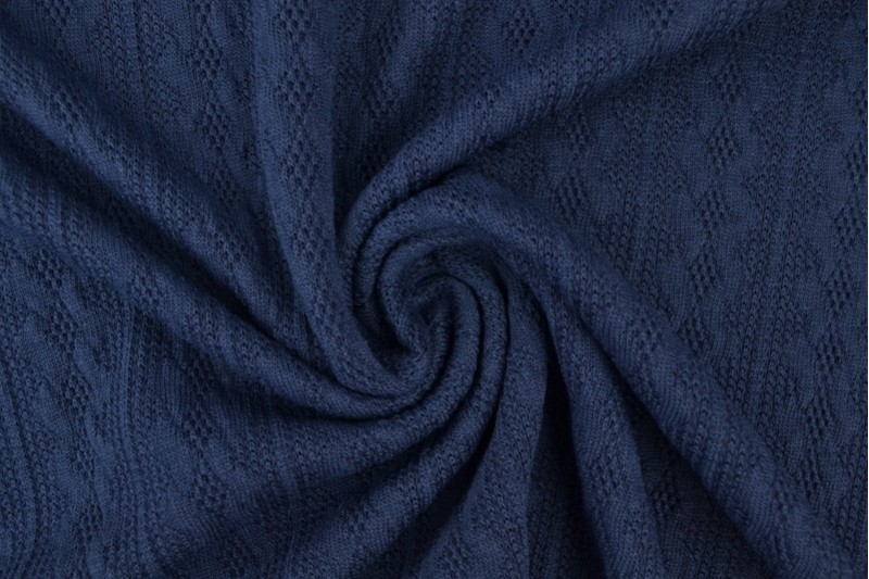Jacquard gebreid kabel stof - Marineblauw