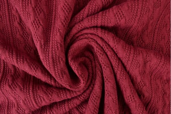 Jacquard gebreid kabel stof - Bordeaux rood
