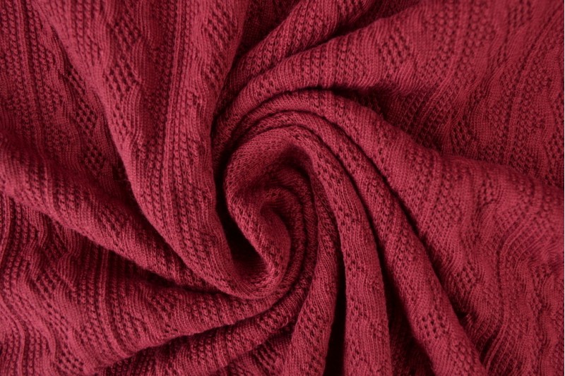 Jacquard gebreid kabel stof - Bordeaux rood