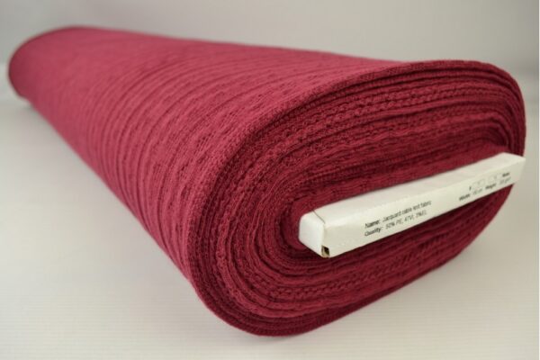 Jacquard gebreid kabel stof - Bordeaux rood - Rol